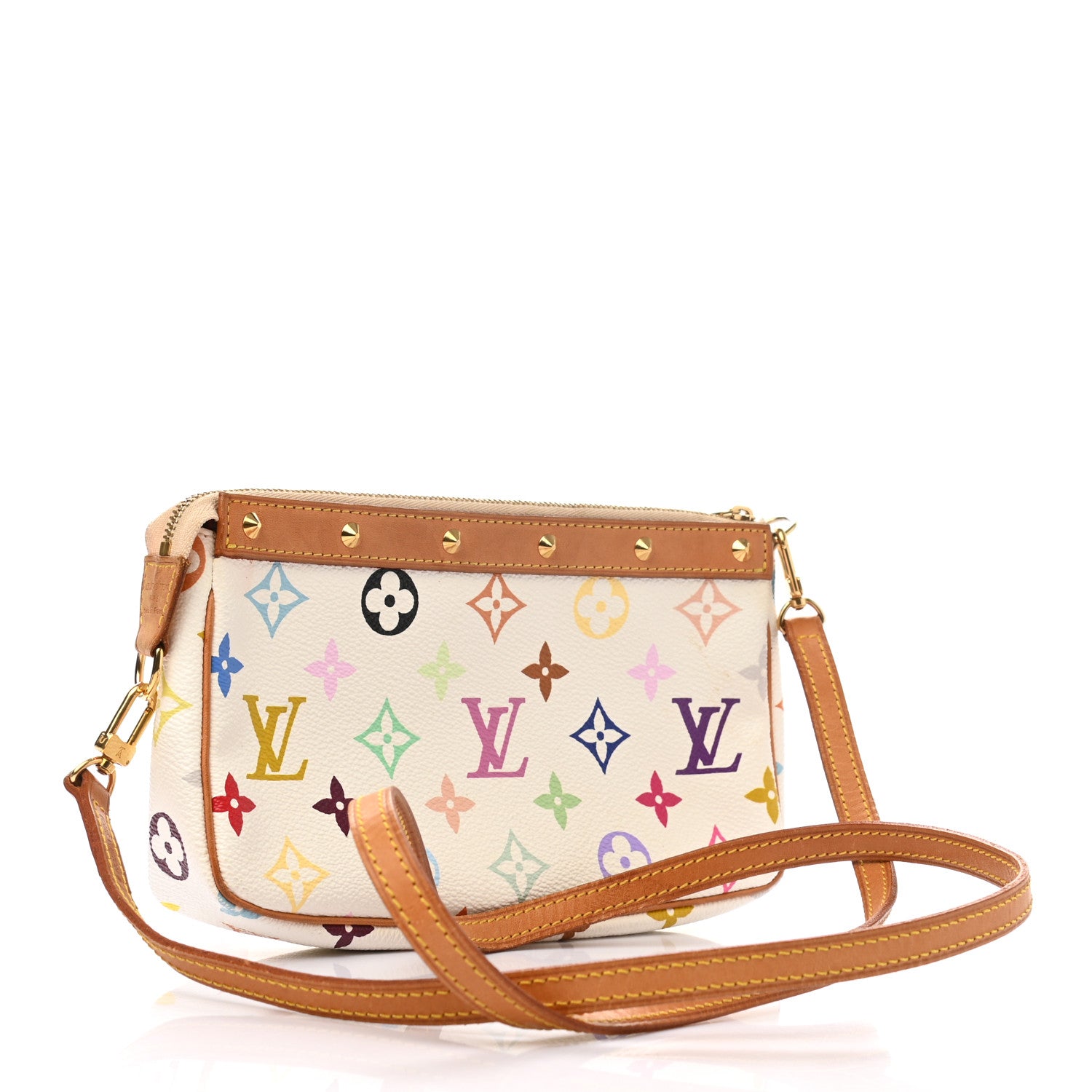 Louis Vuitton Monogram Multicolor Pochette Accessories White Long Strap 3 of 11