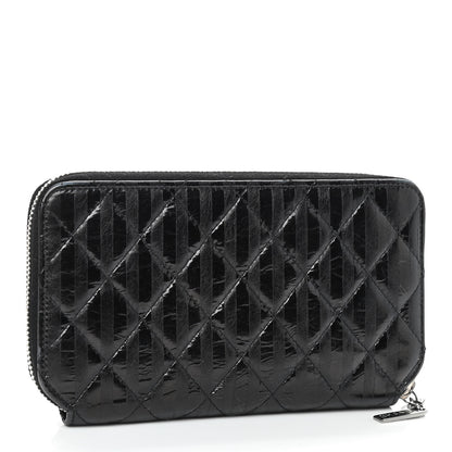 Chanel Aged Calfskin Striped Reissue Zip Around Wallet Black 3 of 11