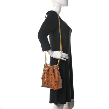 MCM Visetos Berlin Mini Drawstring Bucket Bag Cognac 2 of 15