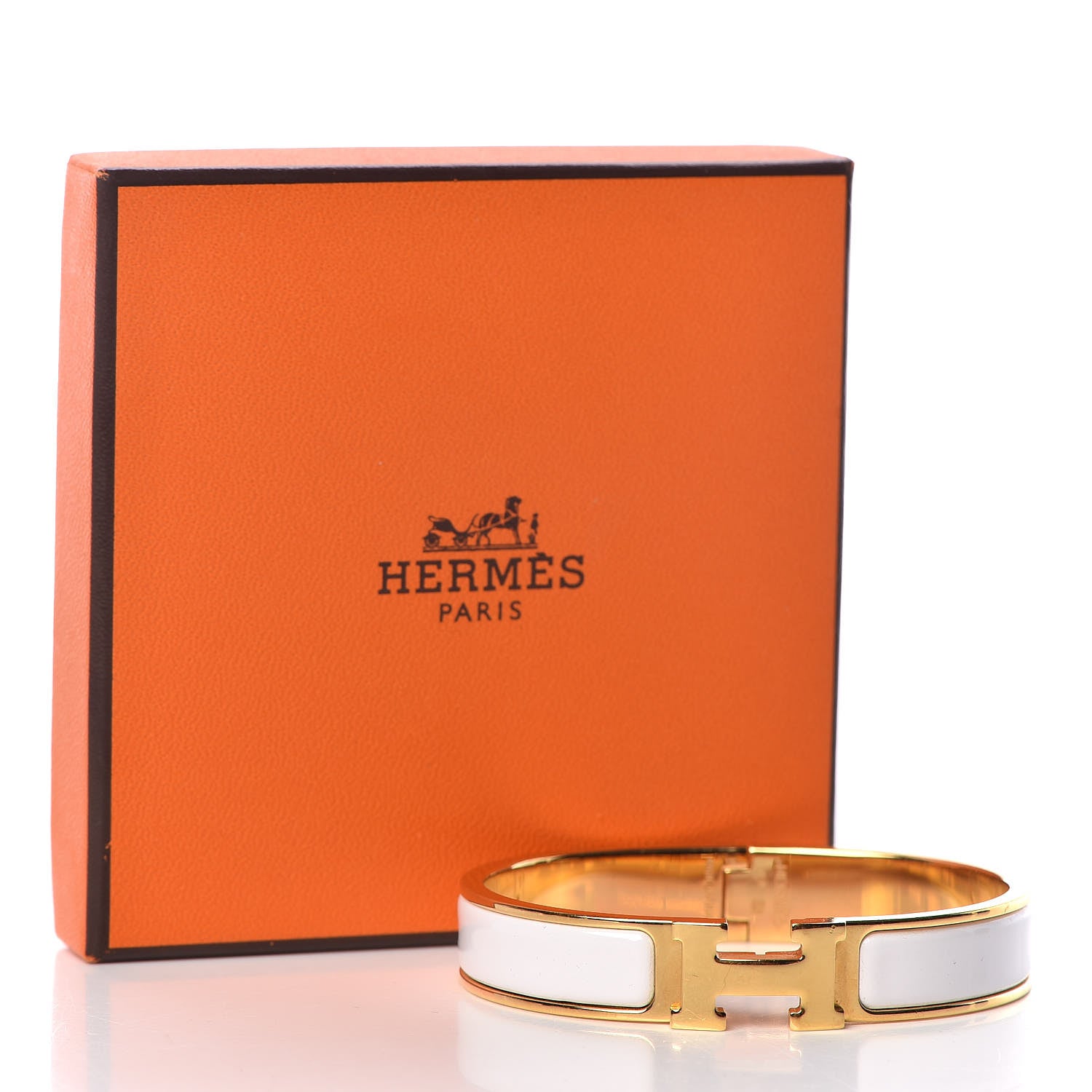 Hermes Enamel Narrow Clic Clac H Bracelet GM White 5 of 5