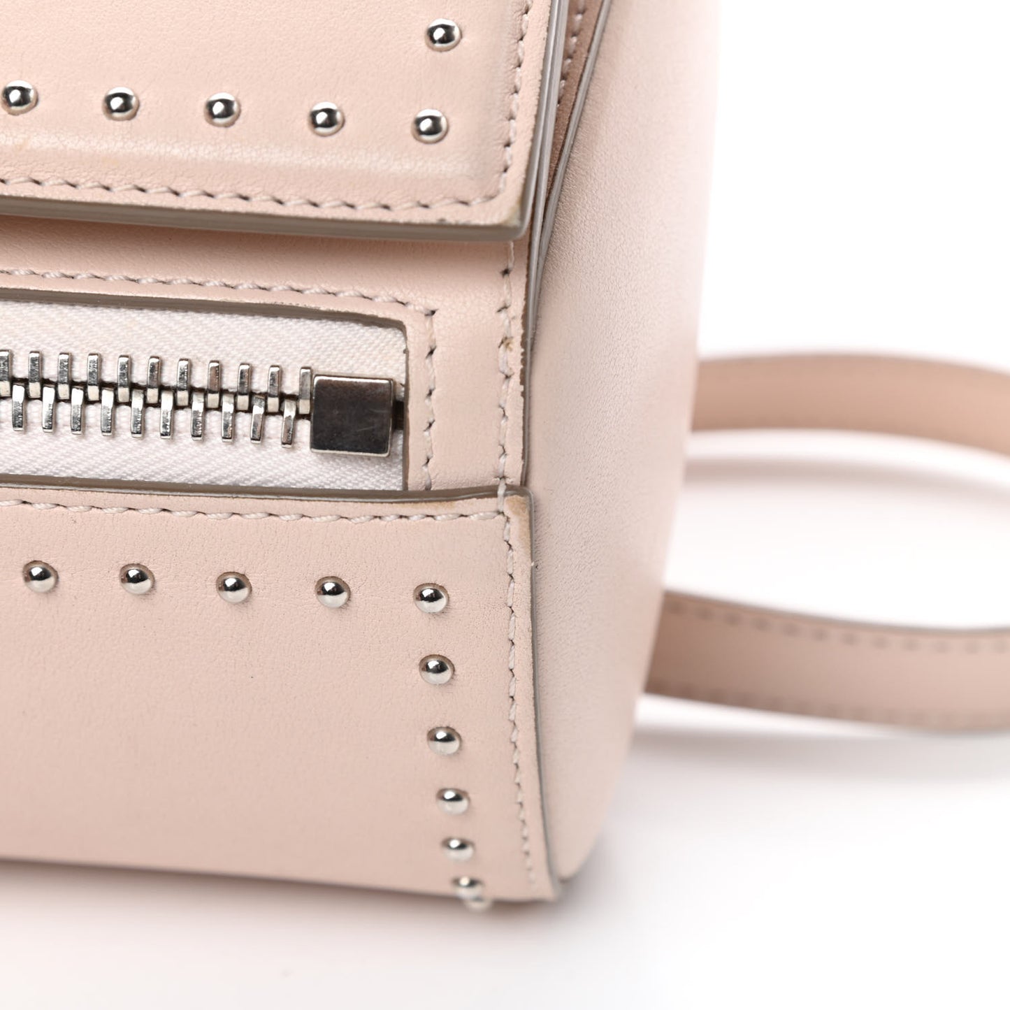 Calfskin Studded Mini Pandora Box Crossbody Bag Nude Pink