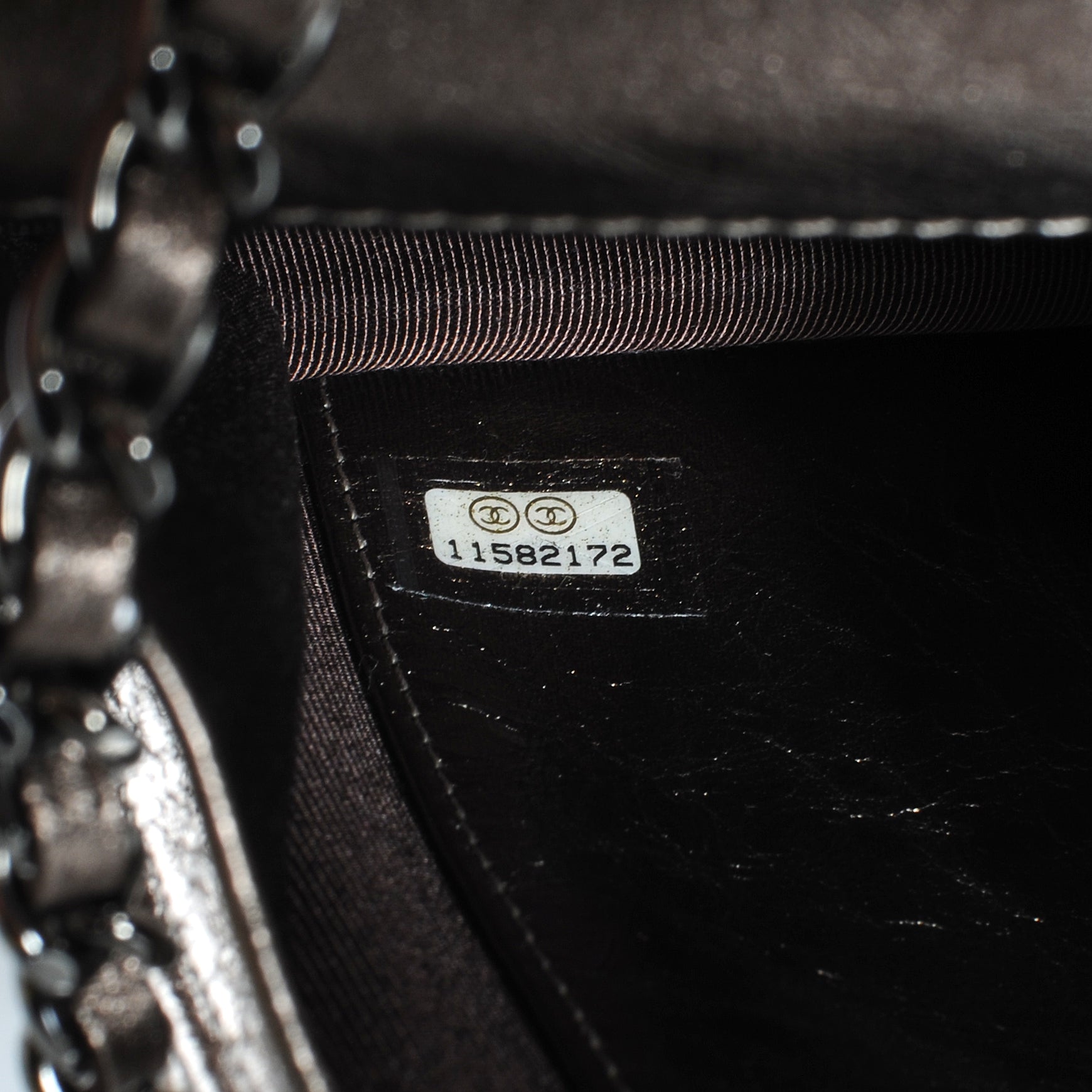 Chanel Calfskin Reissue Wallet On Chain WOC Dark Silver 7 of 10