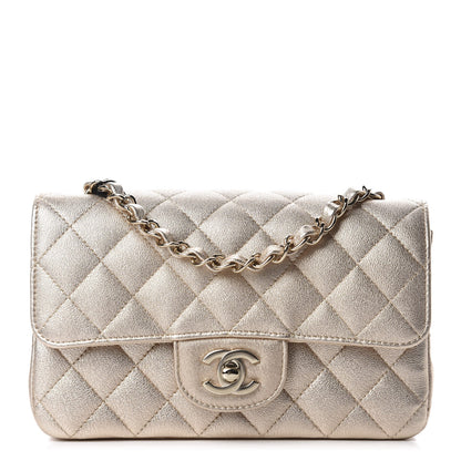 Chanel Metallic Lambskin Quilted Mini Rectangular Flap Gold 1 of 10