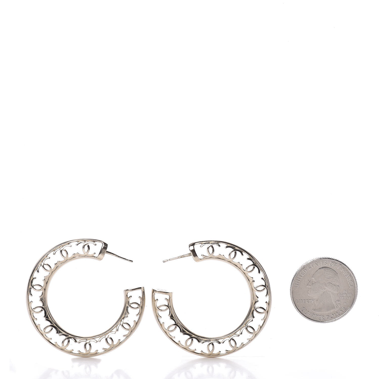 Chanel CC Hoop Earrings Gold 2 of 7