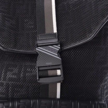 Fendi Mesh Cuoio Romano Vitello Stampa FF 1974 Embossed Logo Plate Backpack Black 9 of 9