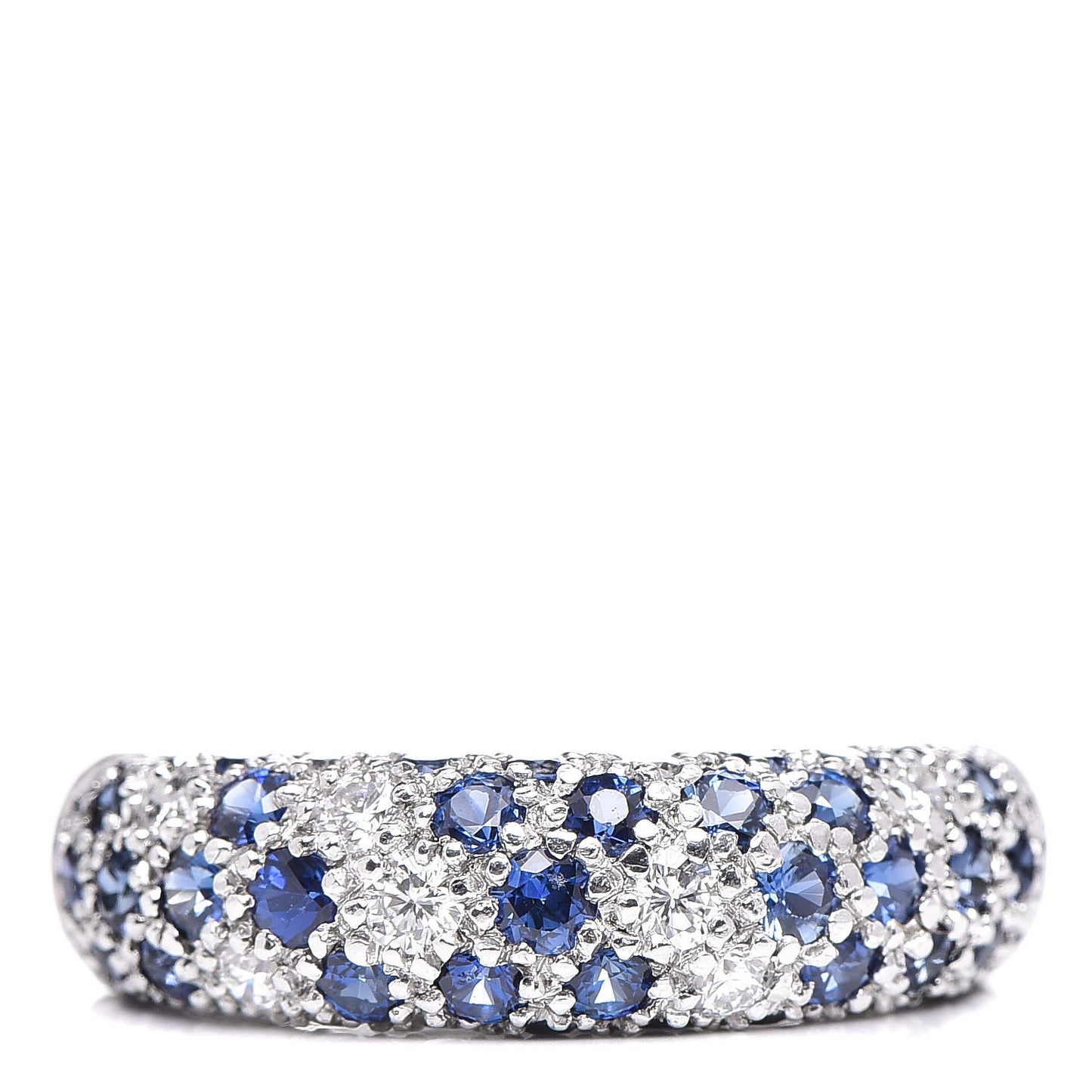 18K White Gold Diamond Sapphire 6mm Mimi Ring 49 5