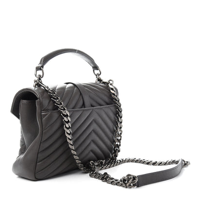 Saint Laurent Sheepskin Matelasse Chevron Monogram Medium College Bag Asphalt 2 of 11