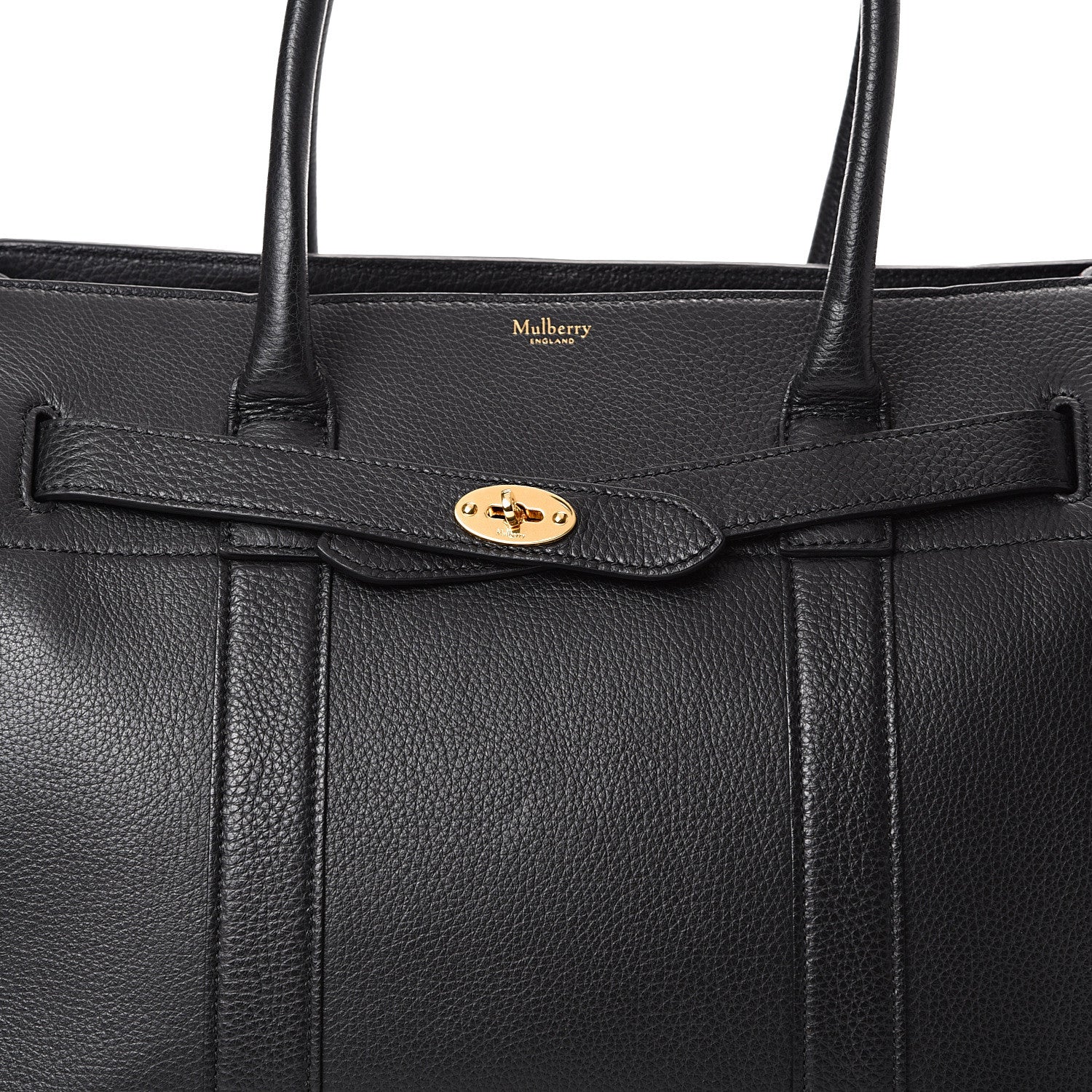 Mulberry Grain Vegetable Tanned Calfskin Zipped Bayswater Black 6 of 8