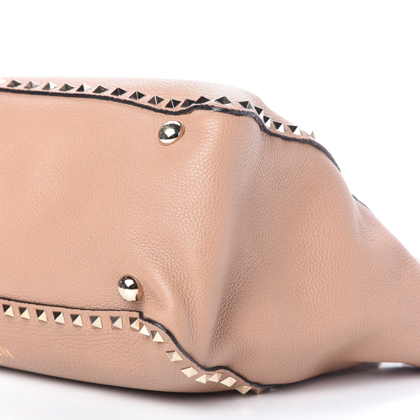 Pebbled Calfskin Medium Rockstud Tote Skin Sorbet
