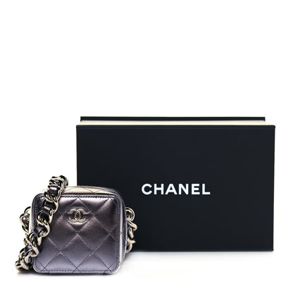Chanel Gradient Metallic Lambskin Quilted Like A Wallet Clutch With Chain Silver Purple 12 of 12