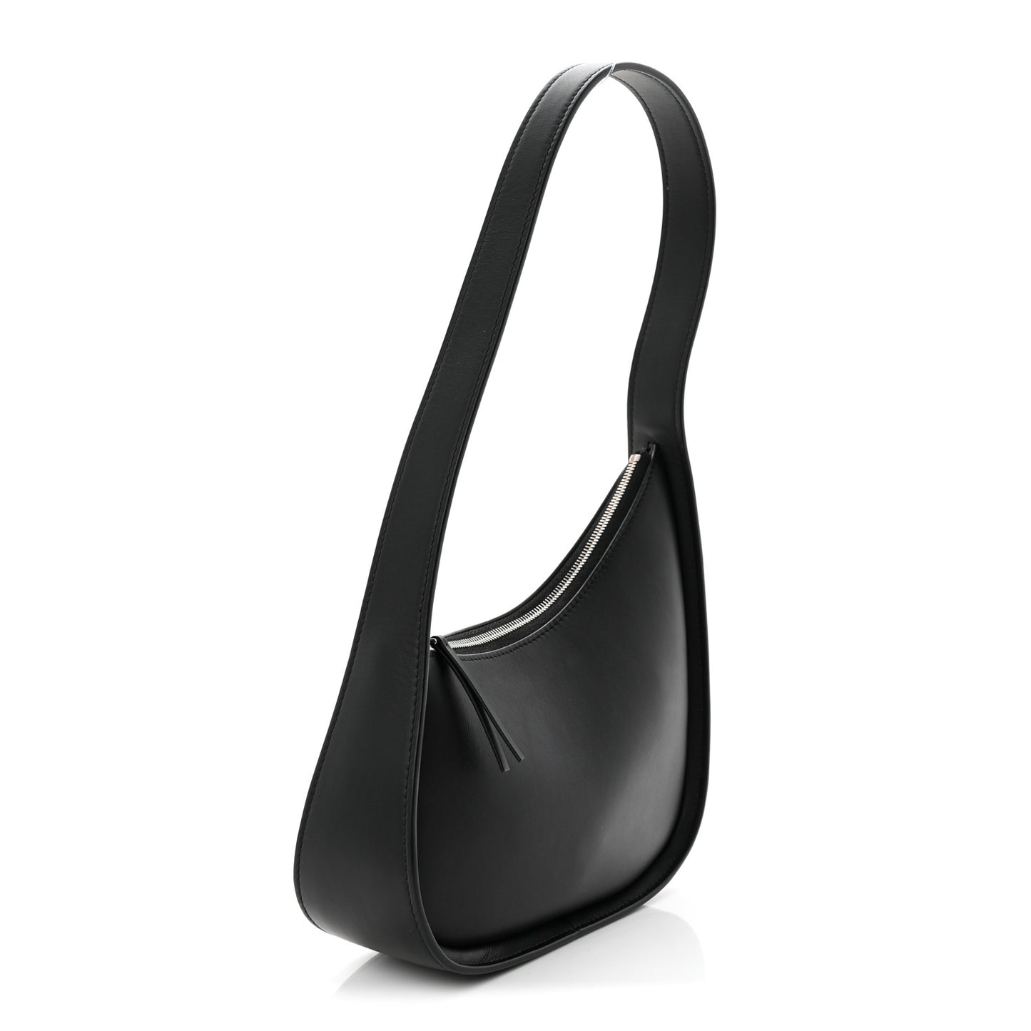 Smooth Calfskin Half Moon Shoulder Bag Black
