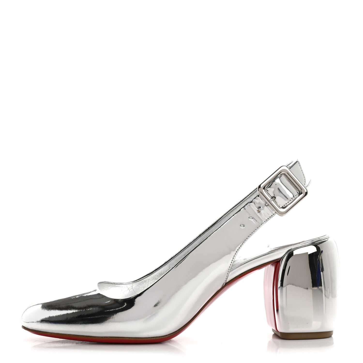 Christian Louboutin Specchio Minny Sling 70 Pump 38.5 Silver 1 of 11