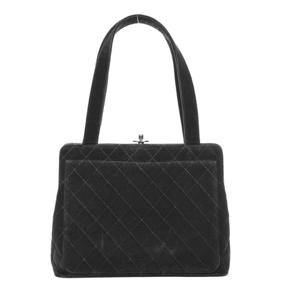 Chanel Velvet Quilted Shoulder Bag Black 1 of 17