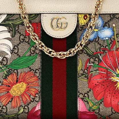 Gucci GG Supreme Monogram Flora Web Small Ophidia Chain Shoulder Bag White 9 of 12