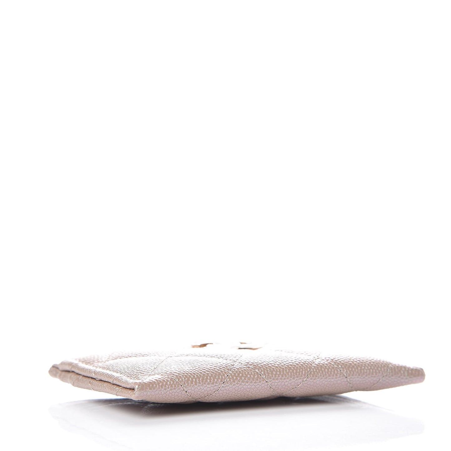Iridescent Caviar Quilted Card Holder Beige