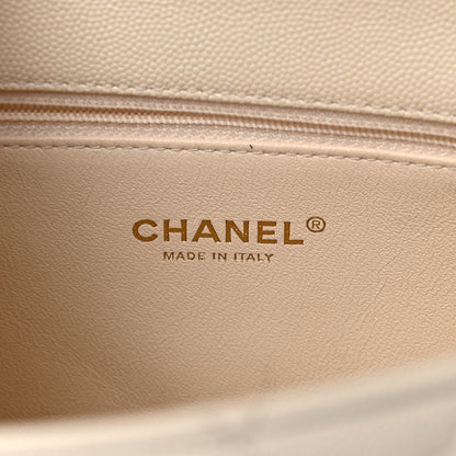 Chanel Caviar Elaphe Quilted Small Coco Handle Flap Ivory 6 of 15