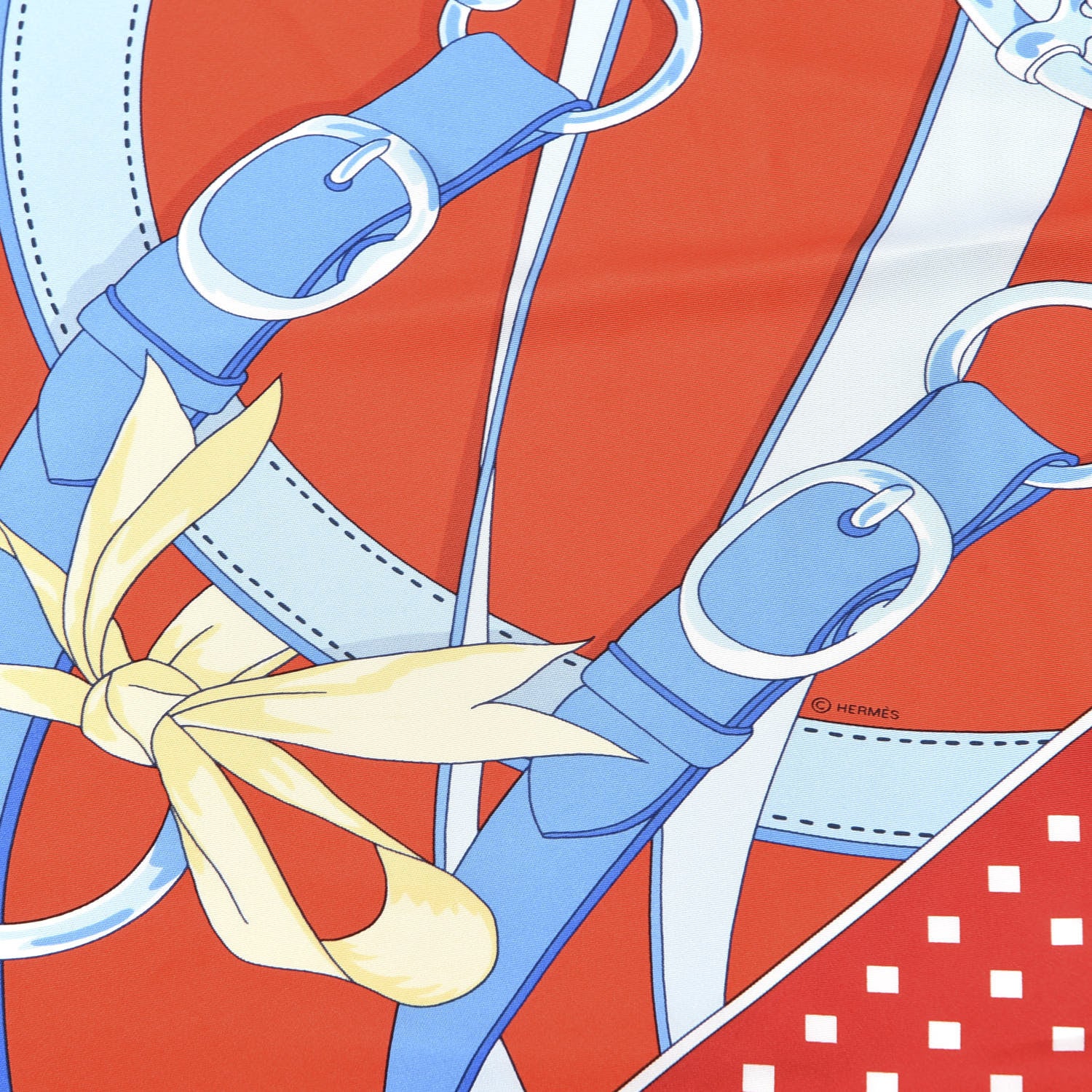 Hermes Silk La Promenade Du Matin Giant Pointe Triangle Scarf Rouge Bleu Blanc 2 of 3
