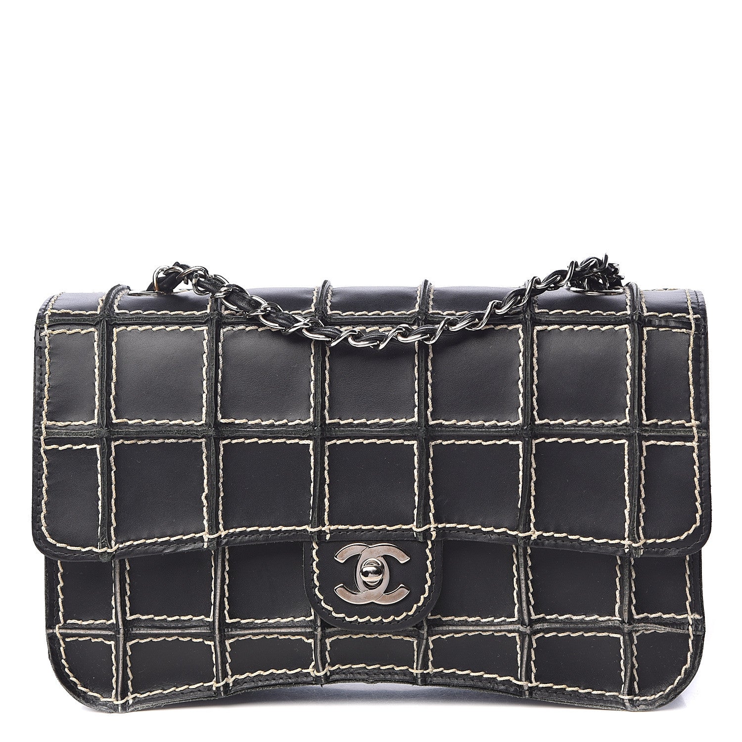 Chanel Lambskin Contrast Square Stitch Flap Black 1 of 12