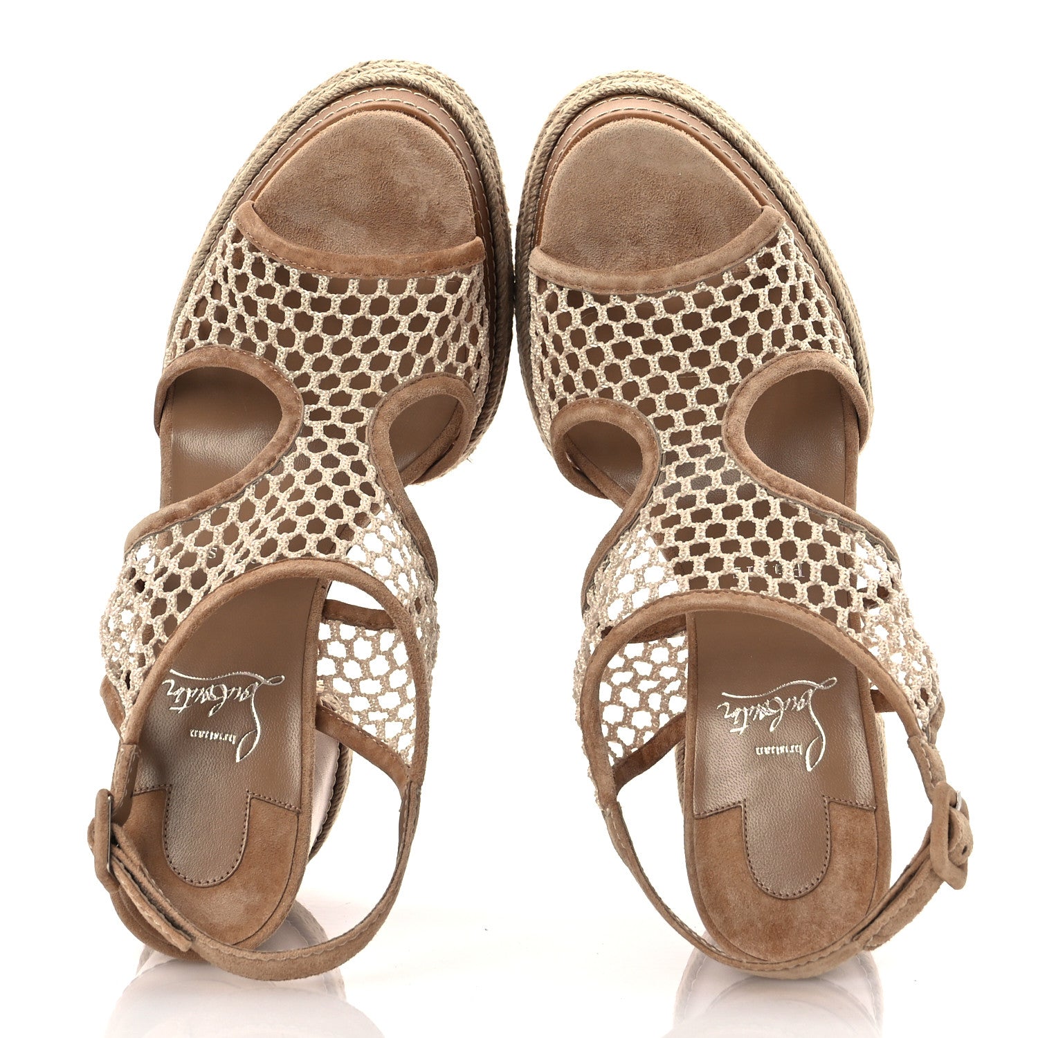 Christian Louboutin Waxed Calfskin Mesh Almeja 130 Espadrilles Pumps 40 Lionne Terra 2 of 12