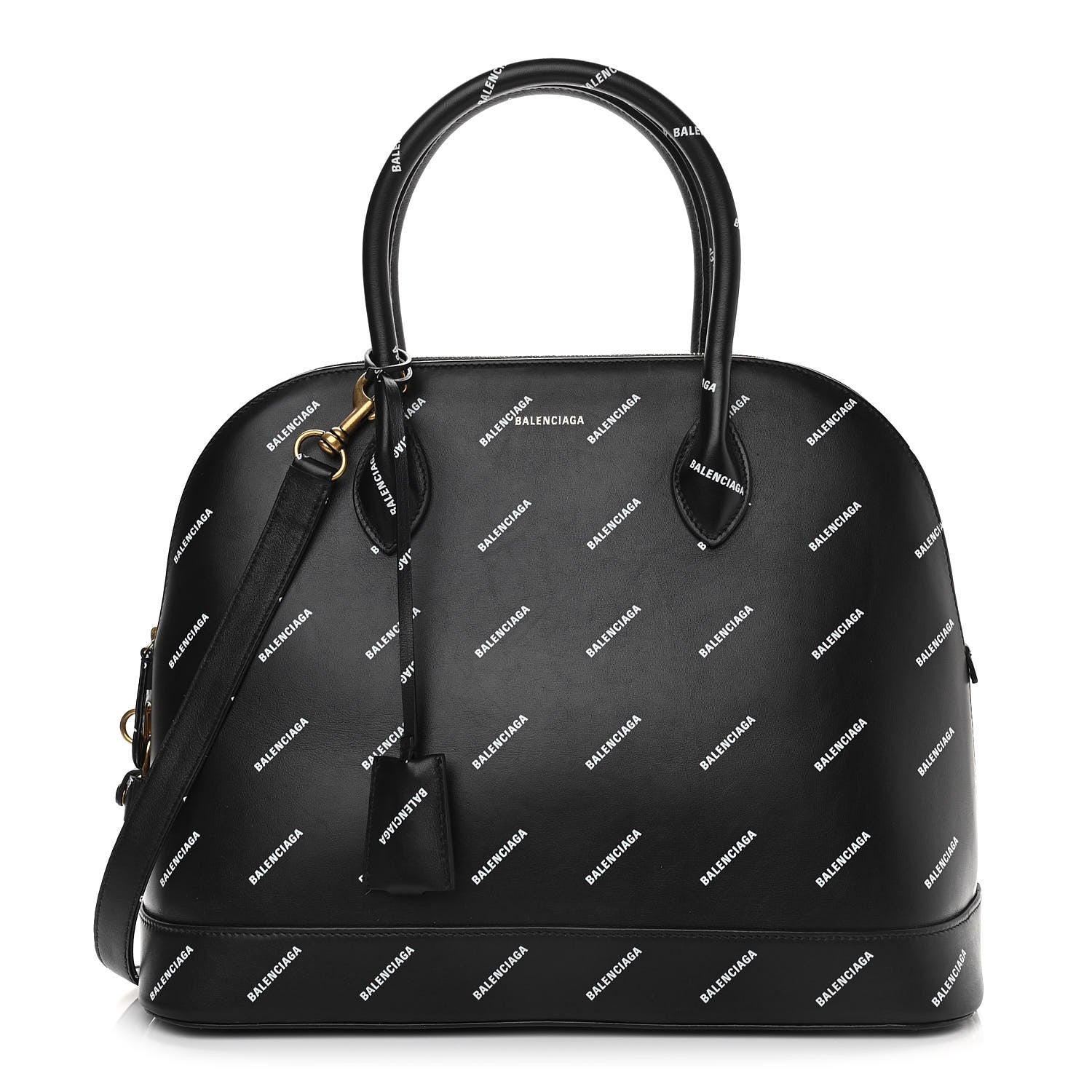 Balenciaga Calfskin Allover Logo M Ville Top Handle Bag Black 1 of 11