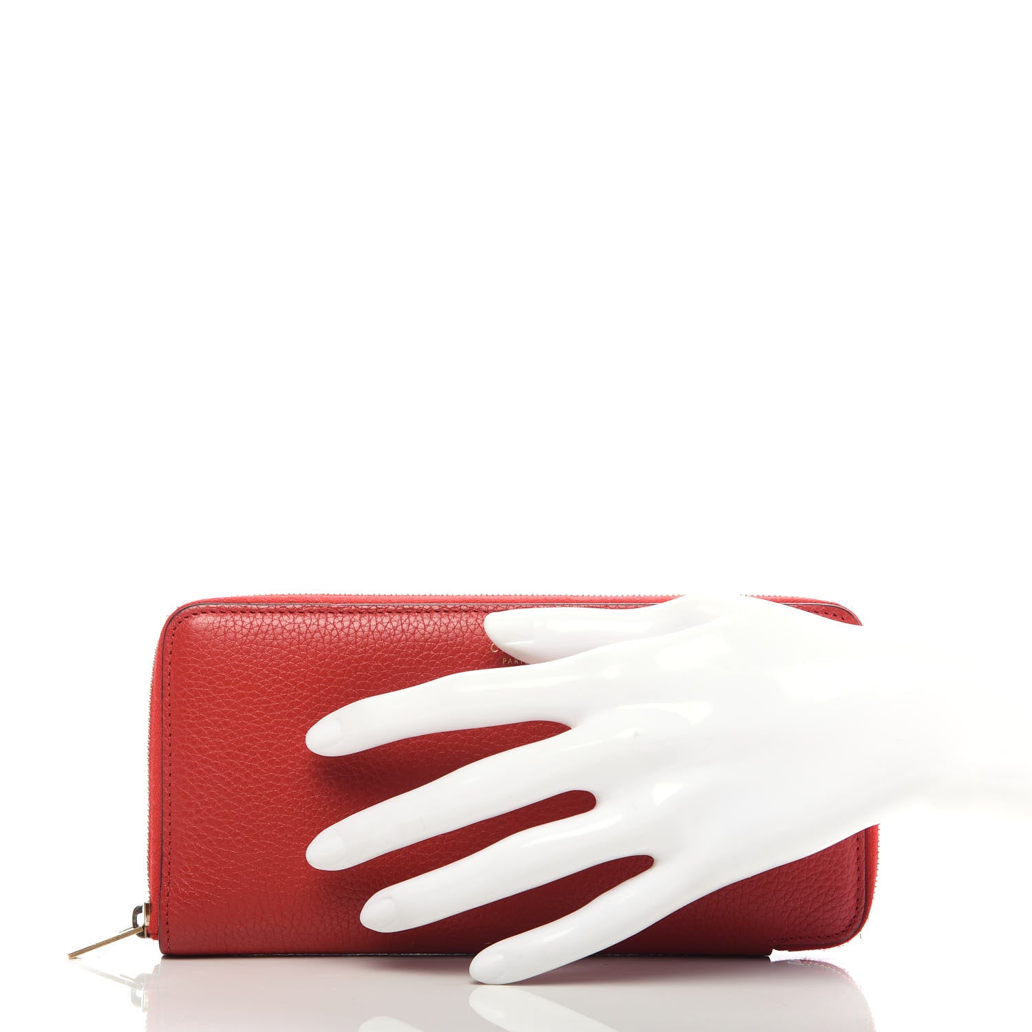 Celine Drummed Calfskin Zip Around Organizer Wallet Coquelicot 2 of 8