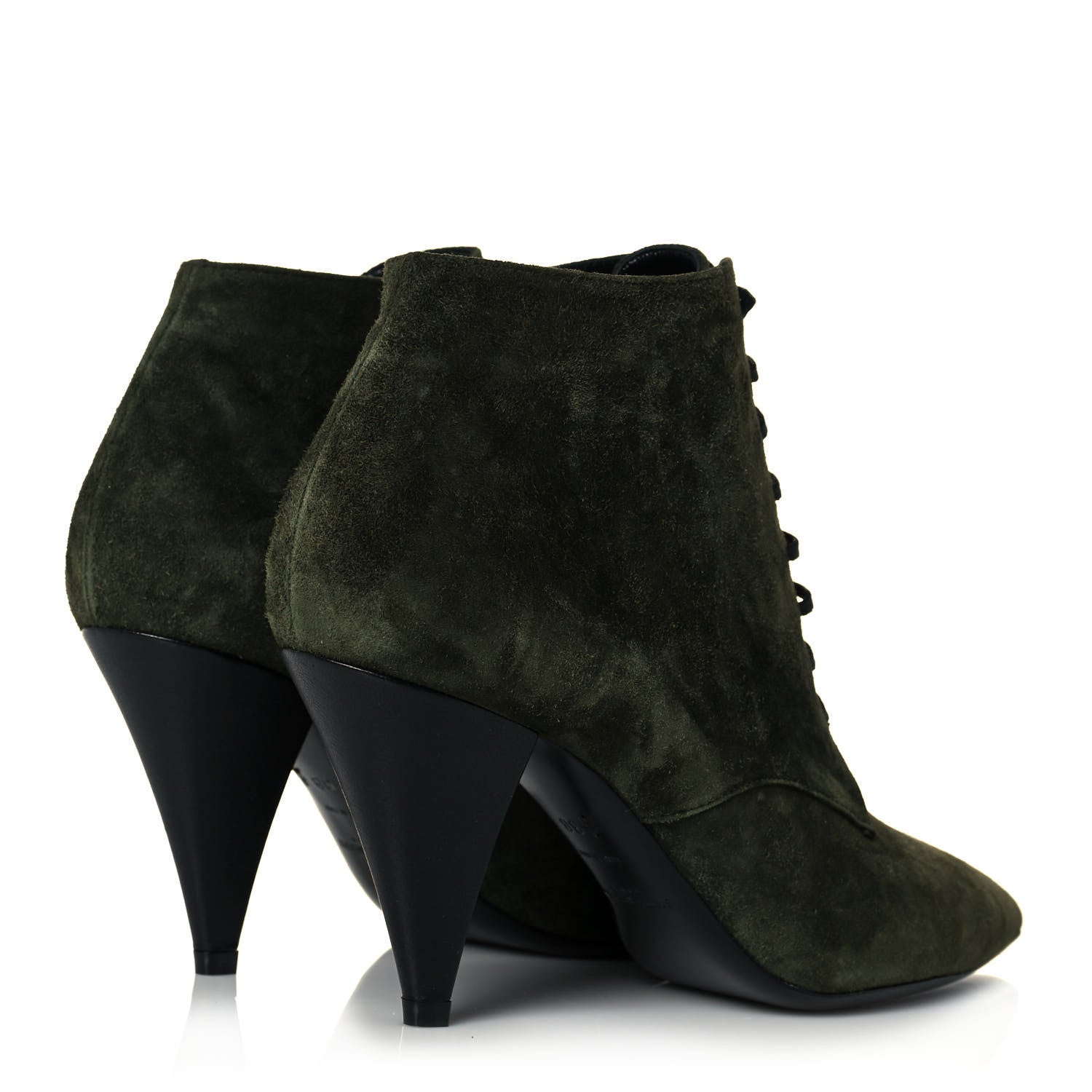 Saint Laurent Suede Kiki Lace-Up Ankle Boot 38 Military 4 of 8