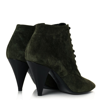 Saint Laurent Suede Kiki Lace-Up Ankle Boot 38 Military 4 of 8