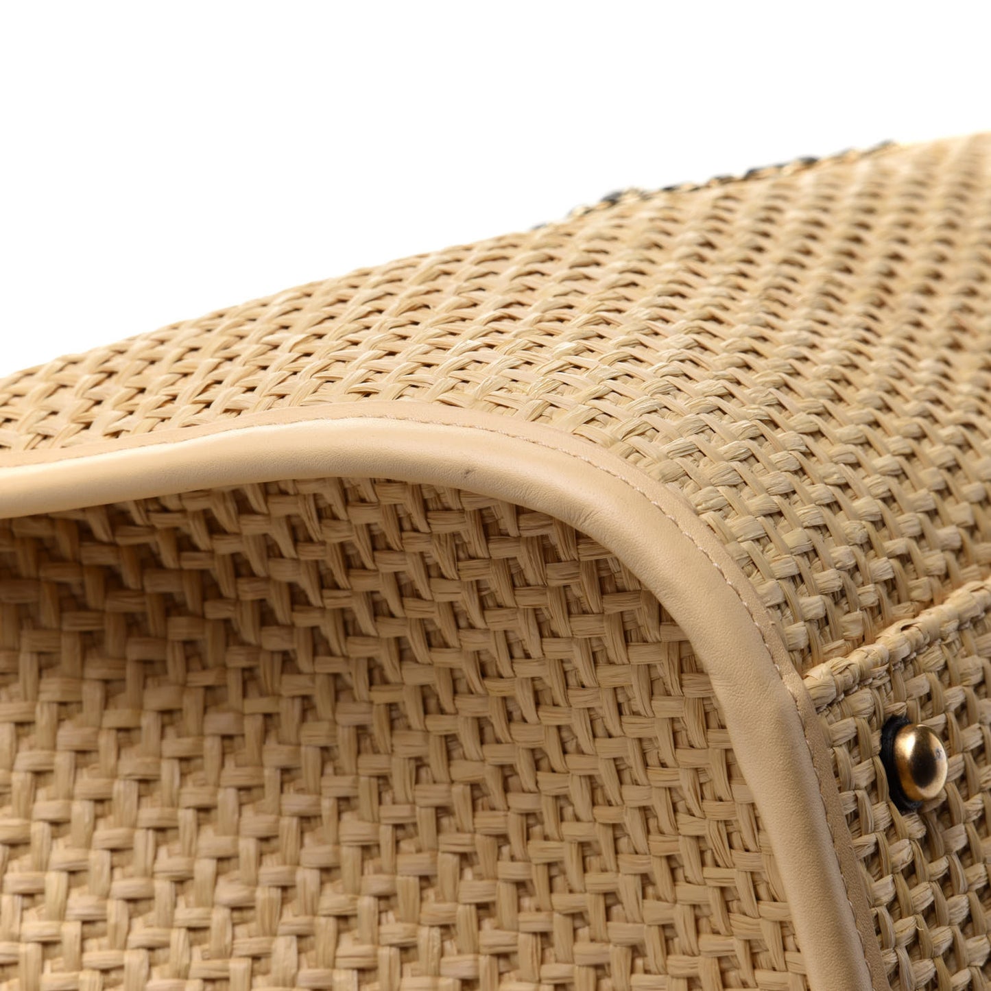 Straw Raffia Calfskin Chain Medium Deauville Tote Beige Black