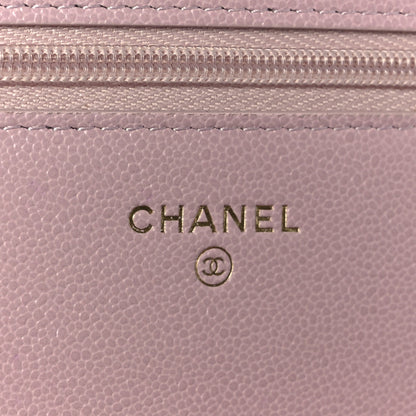 Chanel Caviar Quilted Studded CC Wallet on Chain WOC Light Pink 6 of 11