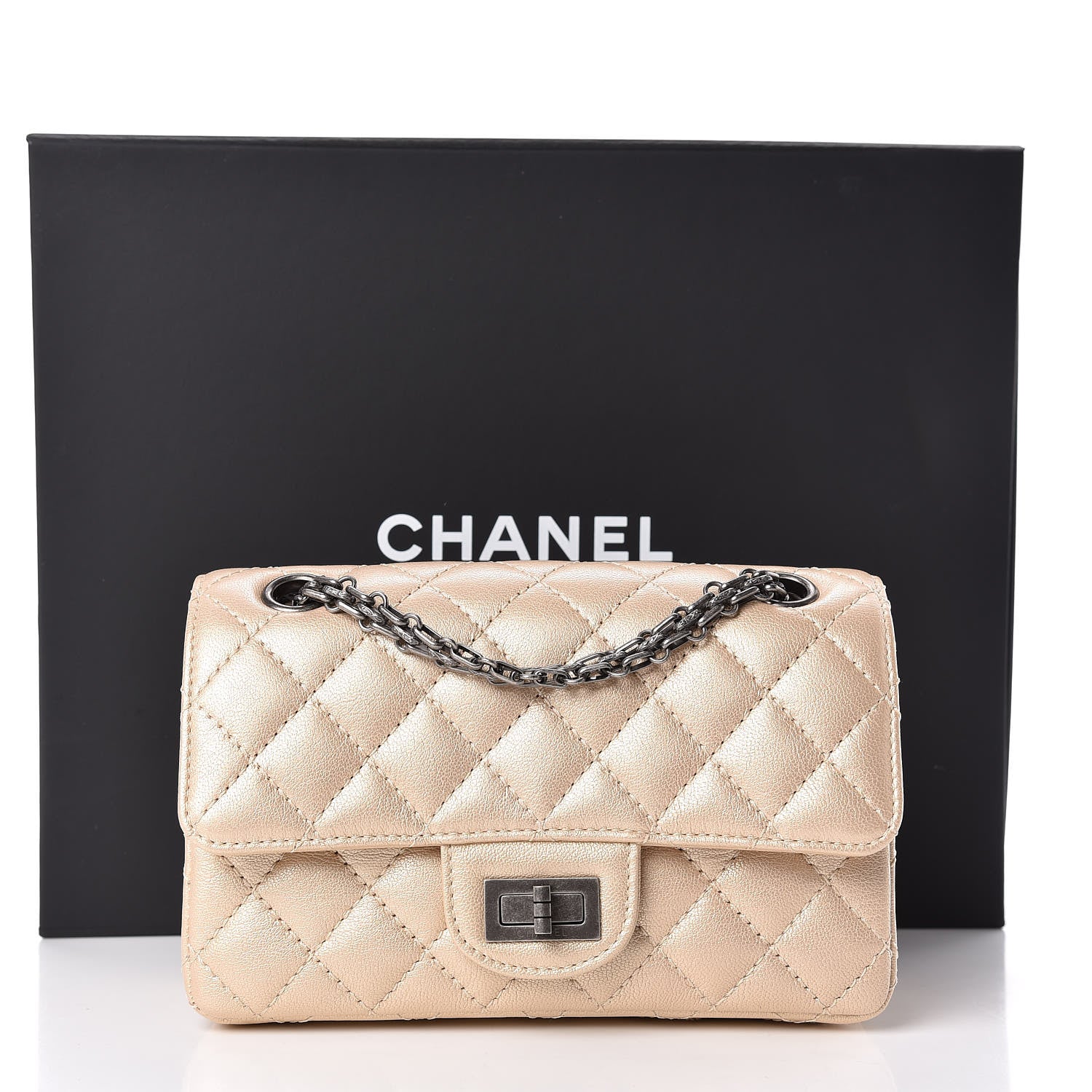 Chanel Metallic Sheepskin Quilted 2.55 Reissue Mini Flap Beige 11 of 11