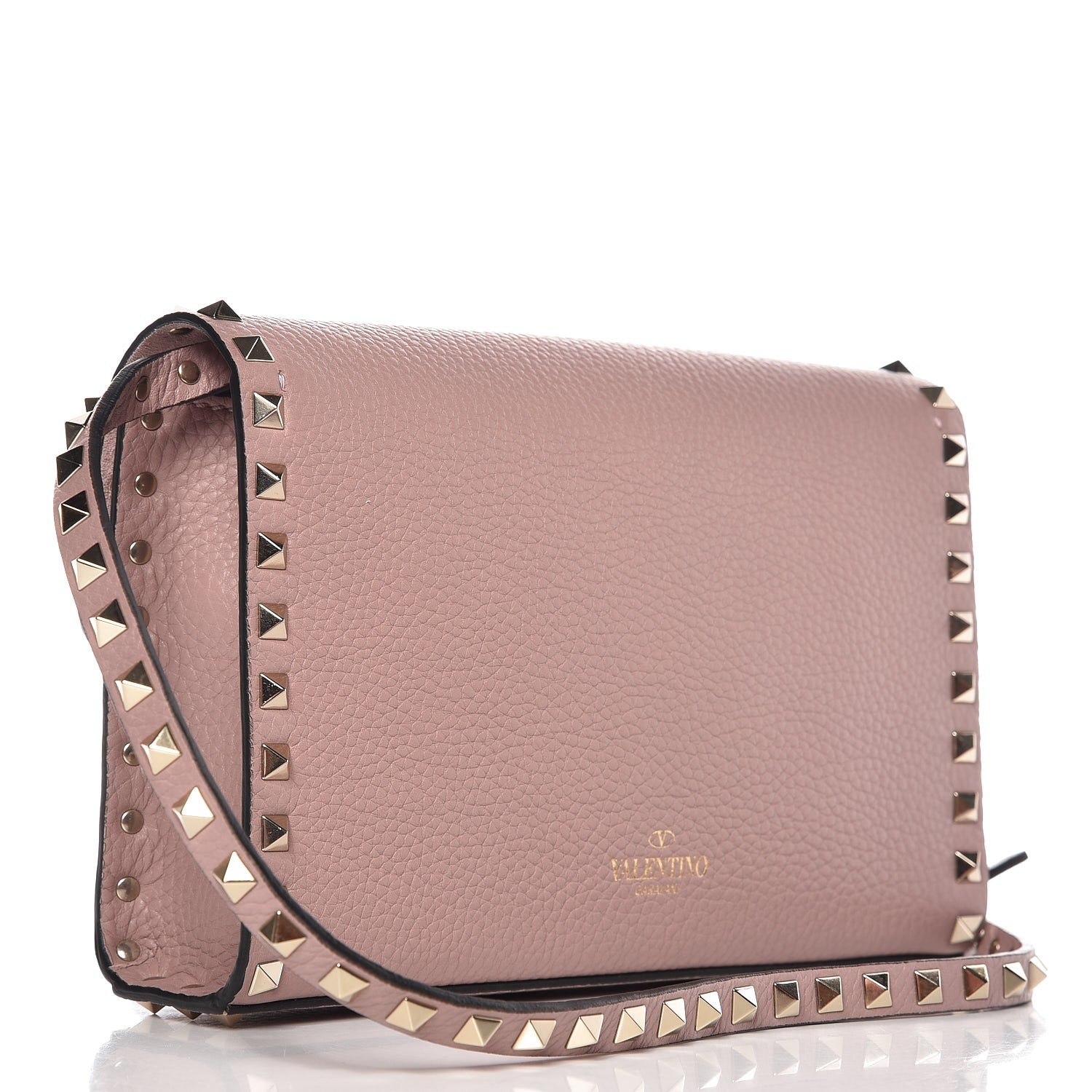Valentino Garavani Pebbled Calfskin Medium Rockstud Flip Lock Crossbody Bag Water Rose 3 of 7