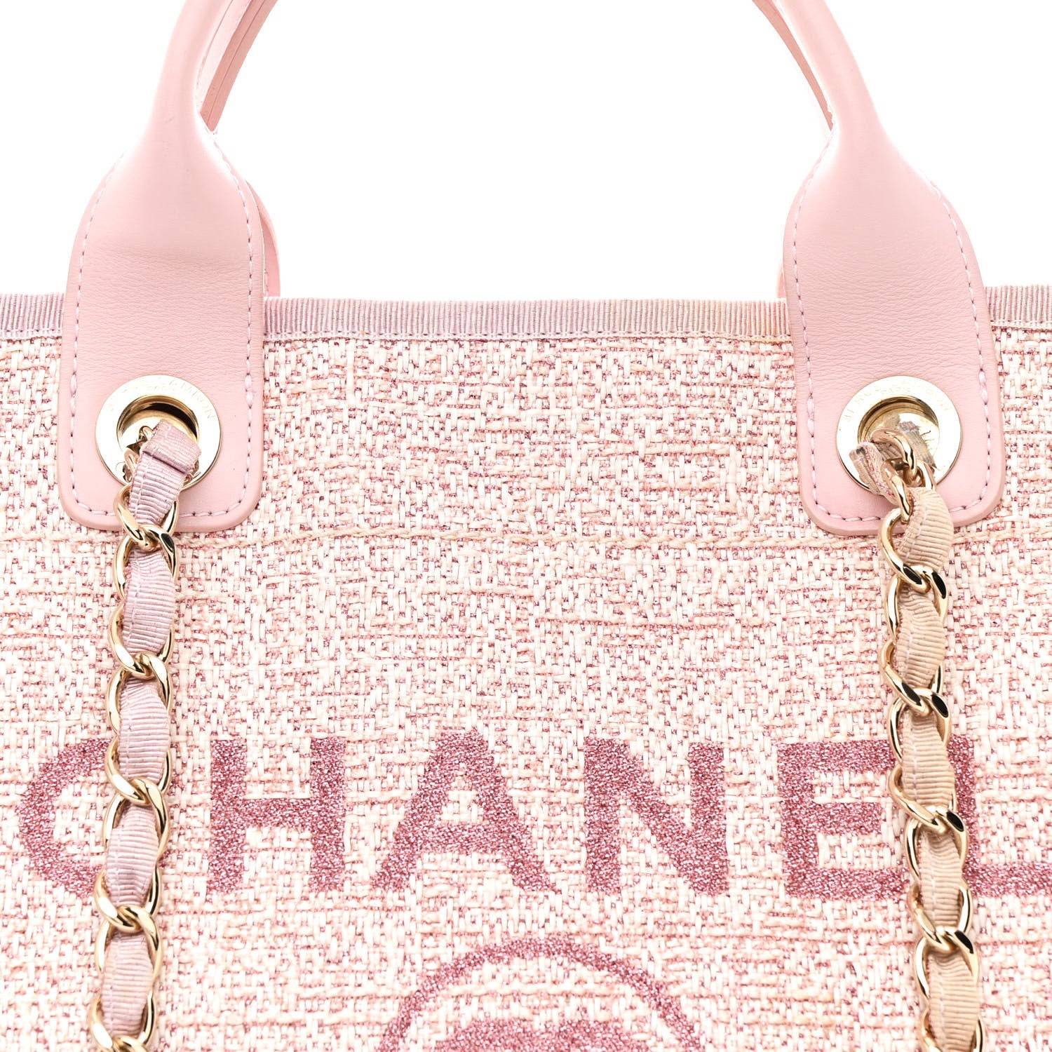 Chanel Lurex Boucle Deauville Medium Tote Pink 8 of 11