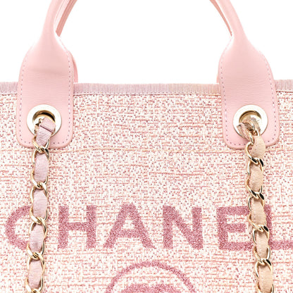 Chanel Lurex Boucle Deauville Medium Tote Pink 8 of 11