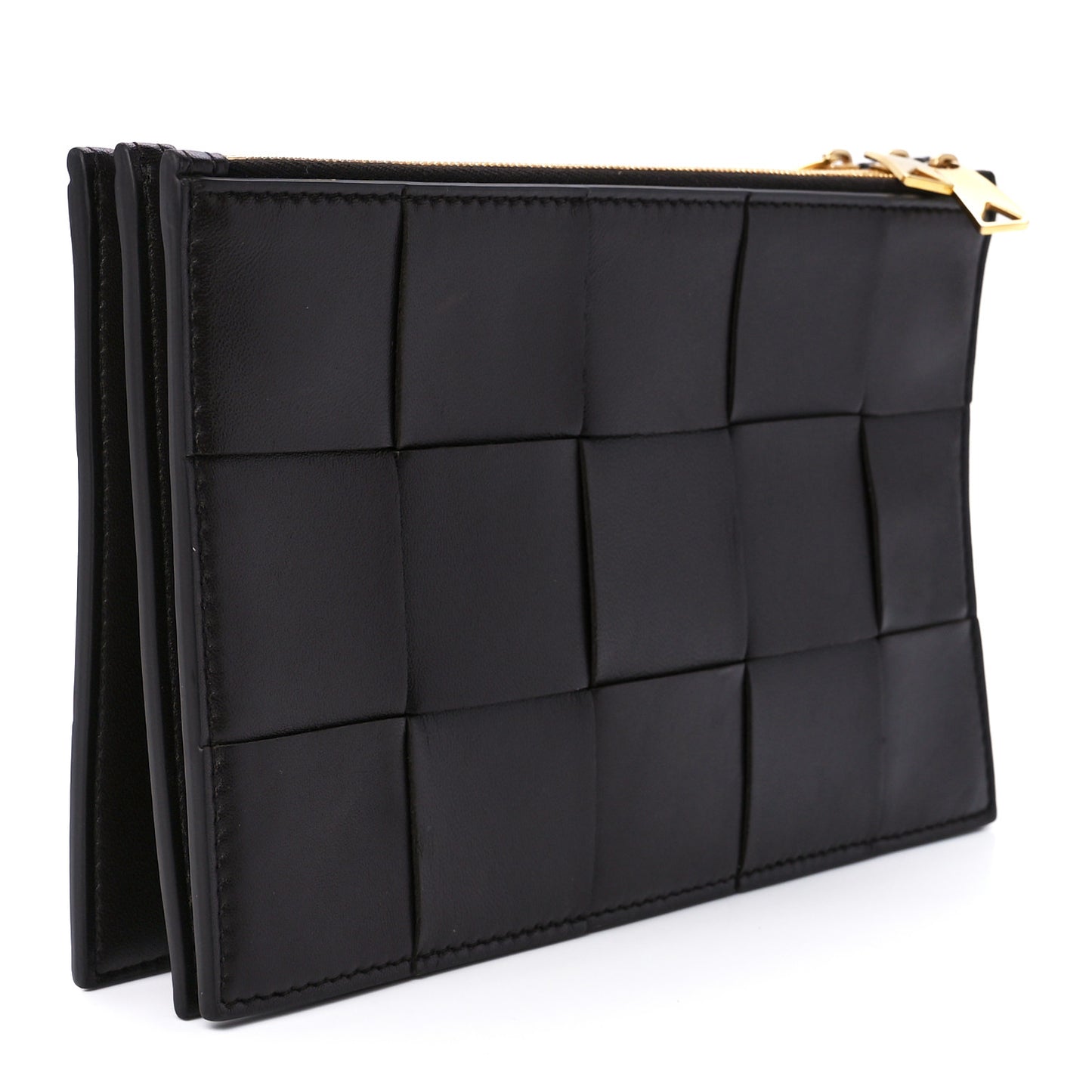 Nappa Maxi Intrecciato Triple Zip Clutch Fondant