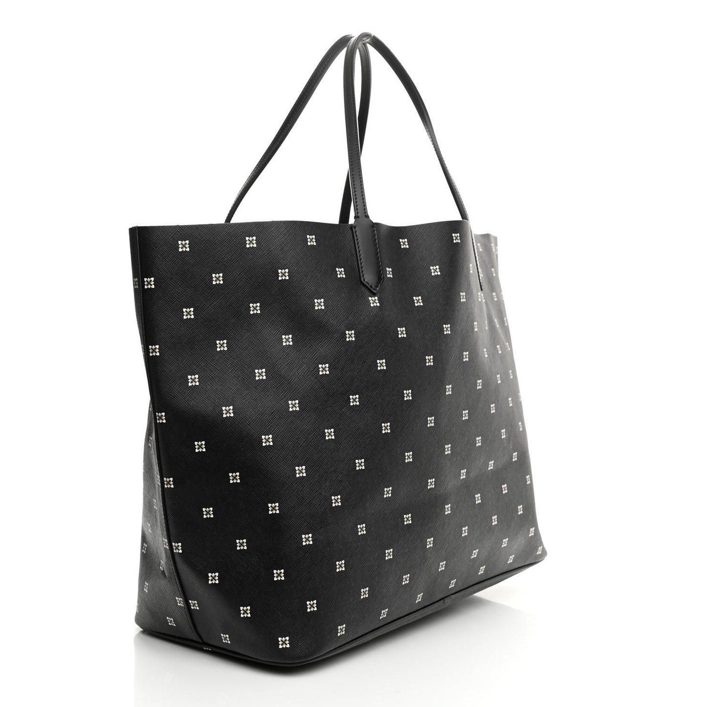 Textured Coated Canvas Print Large Antigona Tote Black