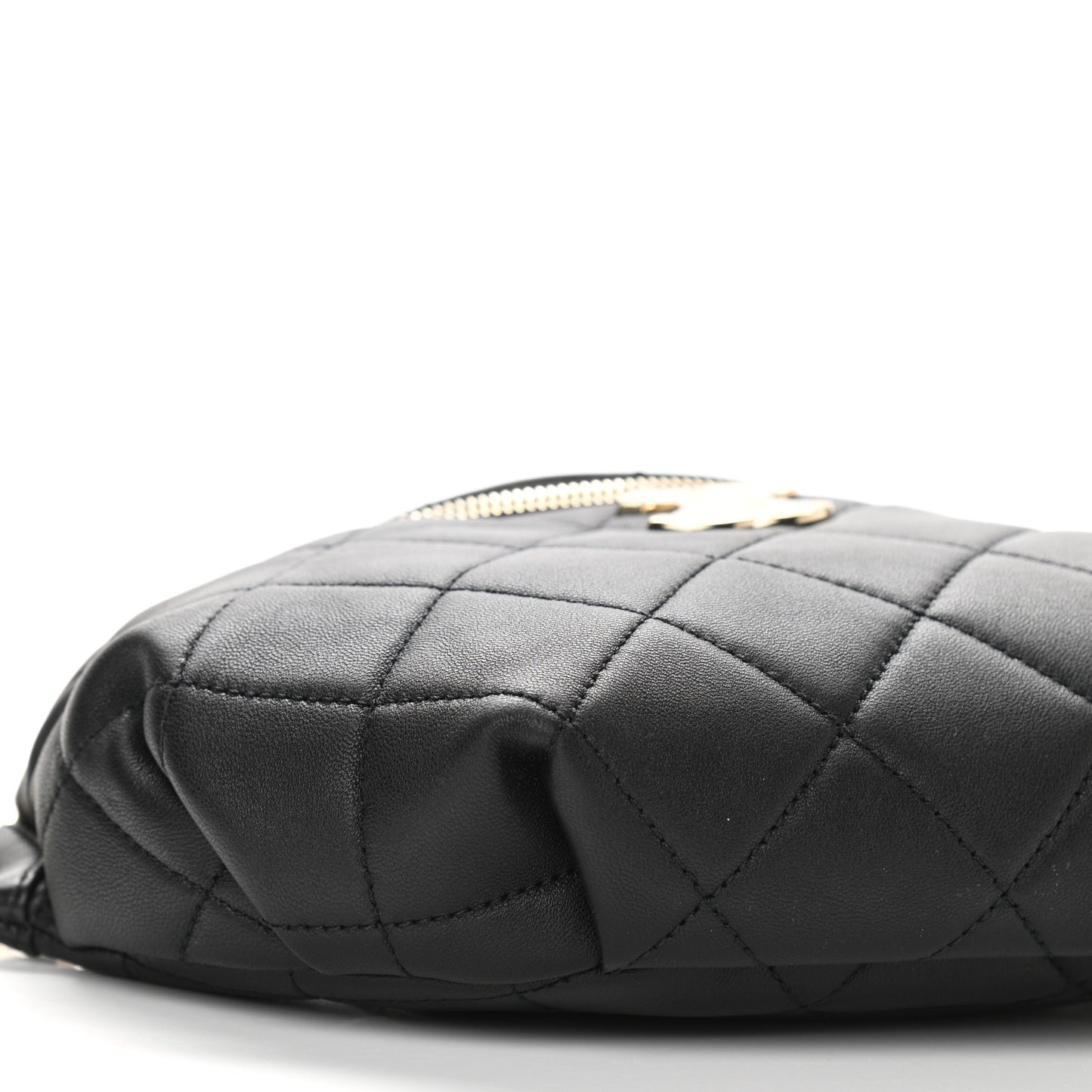 Lambskin Quilted Resin Bi-Color Waist Bag Fanny Pack Black