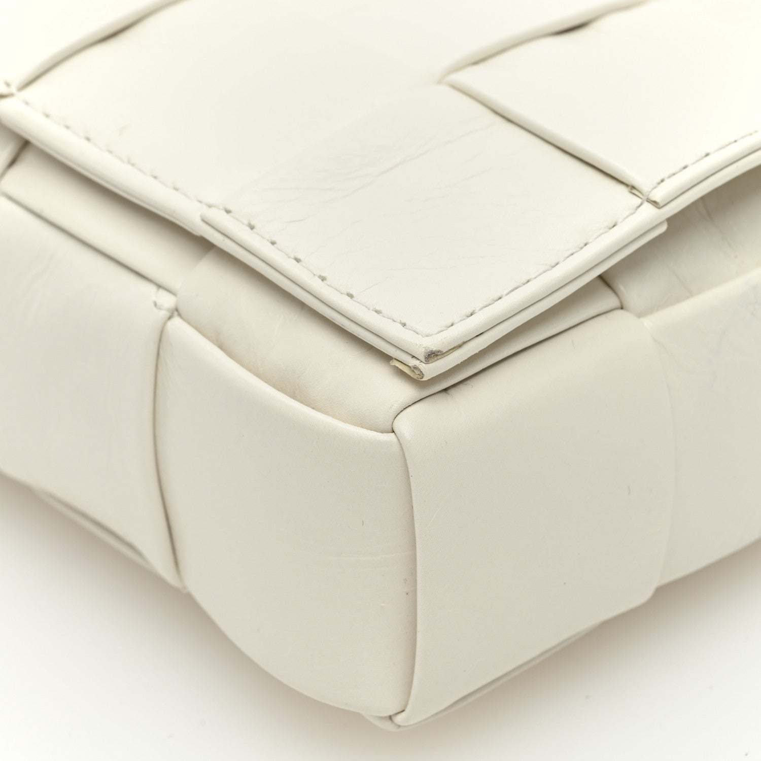 Bottega Veneta Paper Calfskin Maxi Intreccio Cassette Crossbody Bag White 9 of 10