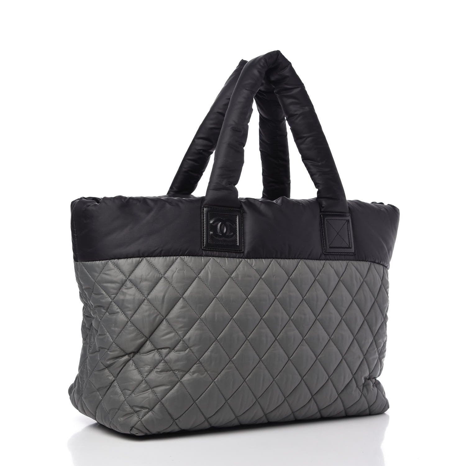 Chanel Nylon Quilted Large Coco Cocoon Reversible Tote Black Grey 3 of 10