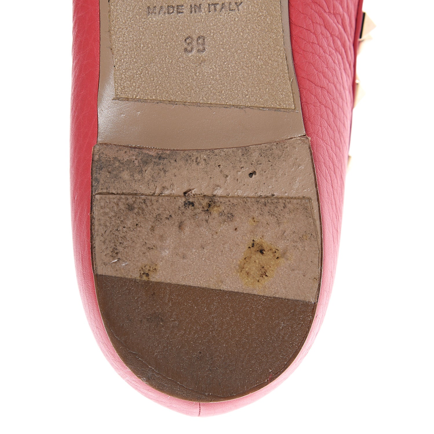 Valentino Garavani Pebbled Calfskin Rockstud Cage Ballerina Flats 39 Deep Rose 10 of 11