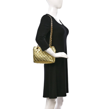 Chanel Metallic Lambskin Crystal Quilted Shoulder Bag Gold 3 of 11