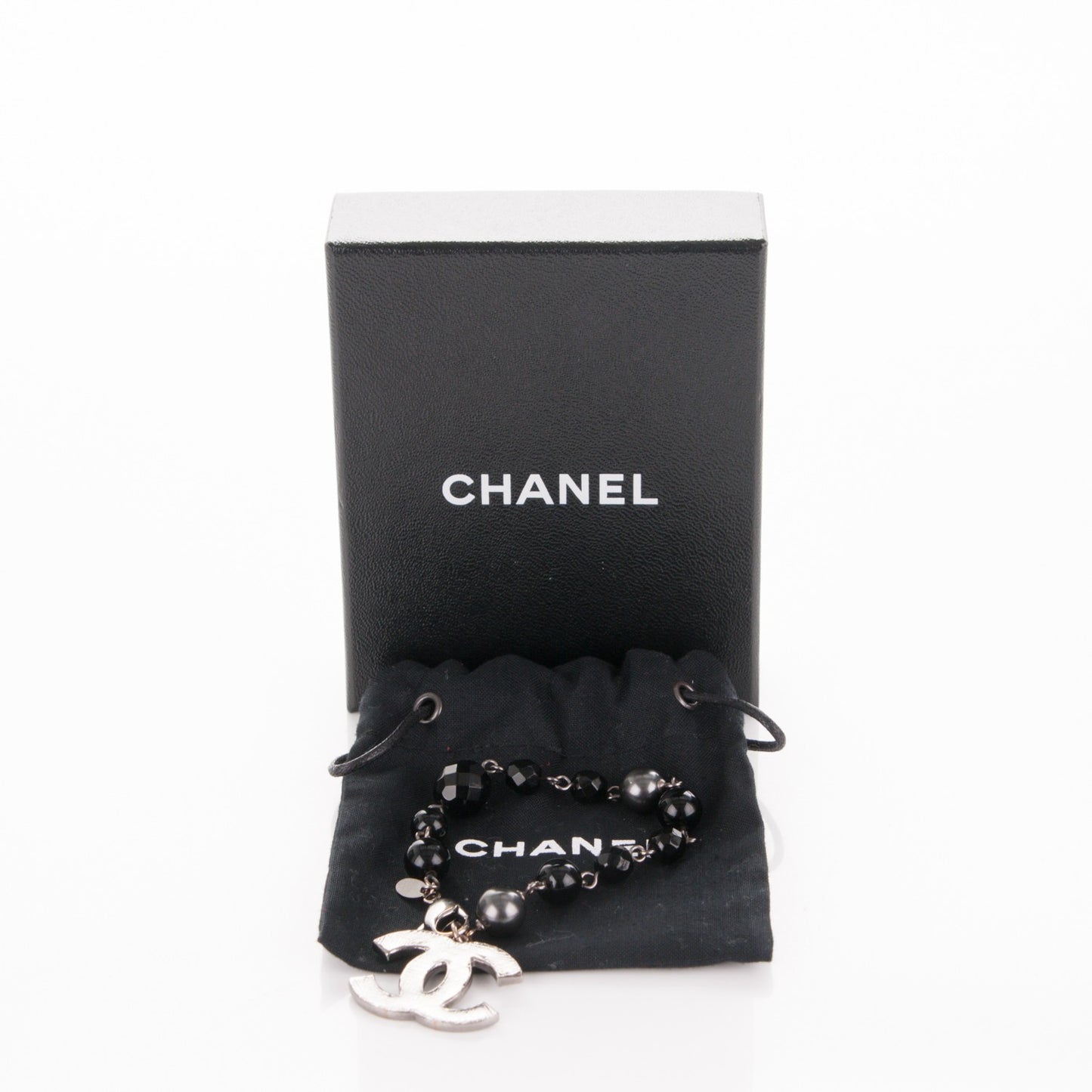 Ruthenium Beaded CC Bracelet Black