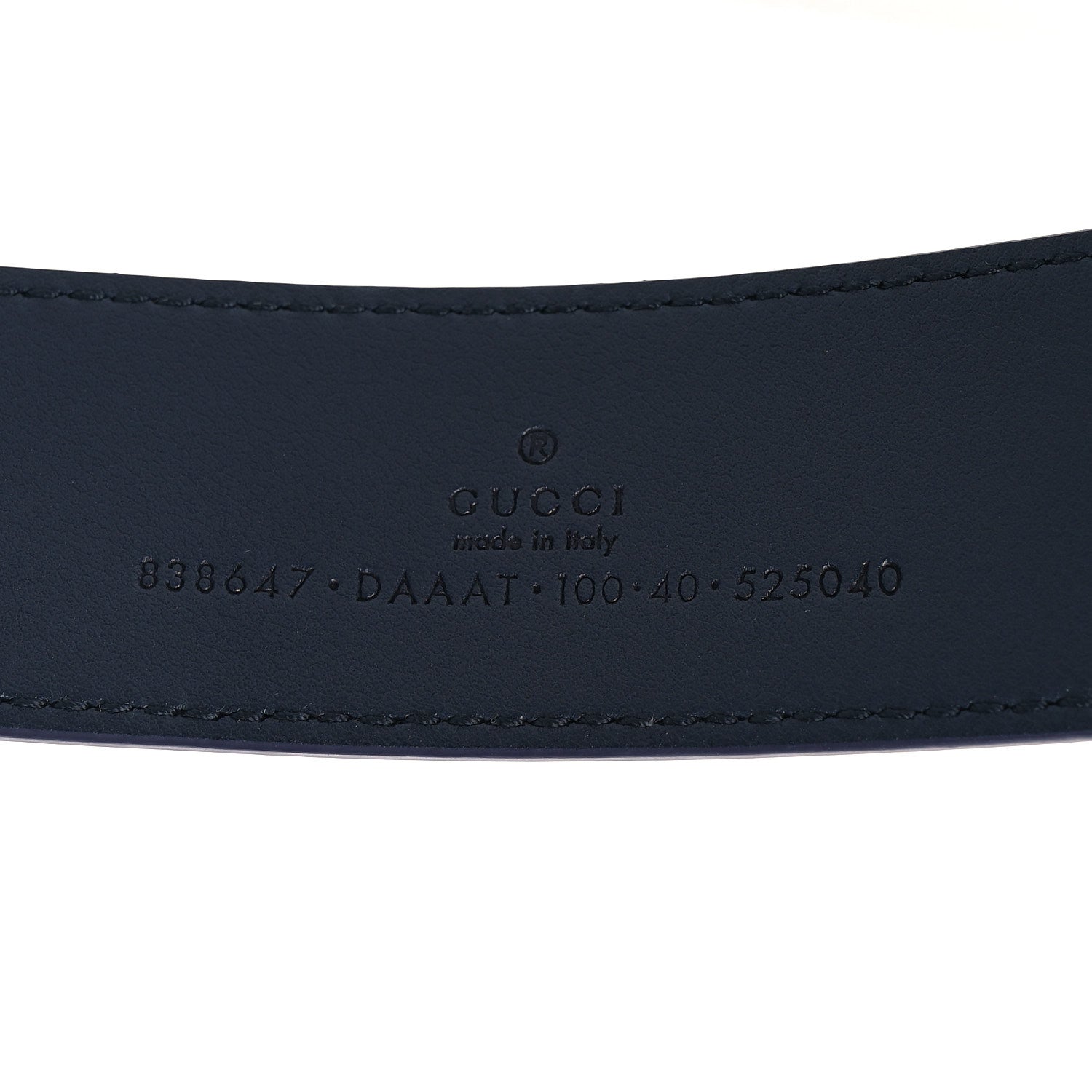 Gucci Moon Calfskin Round Plaque 35mm Belt 100 40 Navy 5 of 5