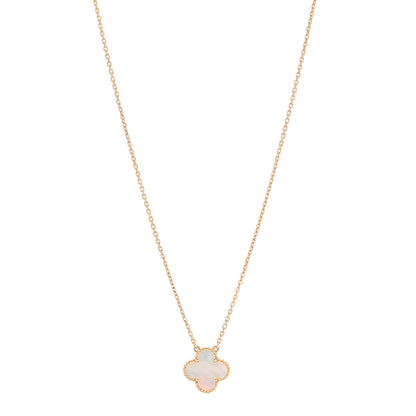 Van Cleef & Arpels 18K Yellow Gold Mother of Pearl Vintage Alhambra Pendant Necklace 1 of 6