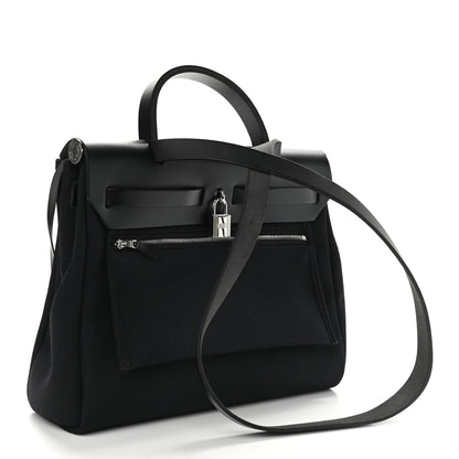 Hermes Military Toile Vache Hunter Herbag Zip PM 31 Black 4 of 15