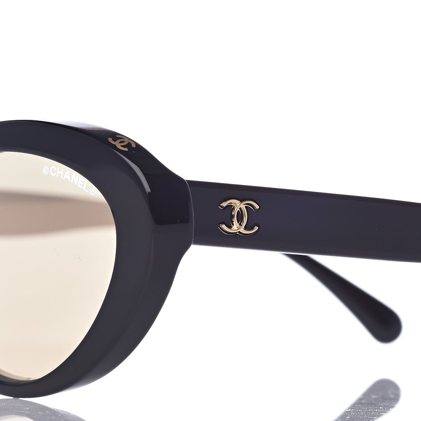 Acetate 24K Gold Mirror Oval Sunglasses 5416-A Black