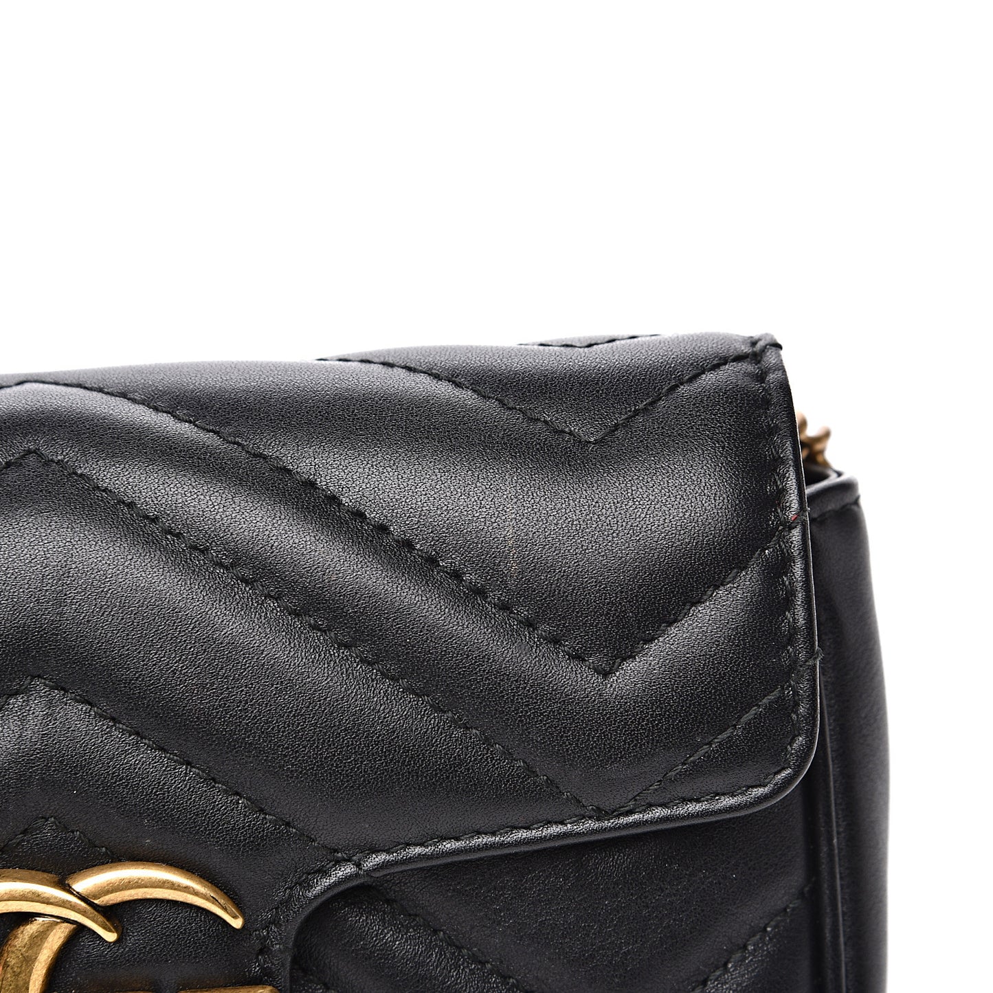 Calfskin Matelasse Super Mini GG Marmont Shoulder Bag Black