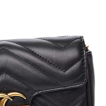 Gucci Calfskin Matelasse Super Mini GG Marmont Shoulder Bag Black 12 of 16