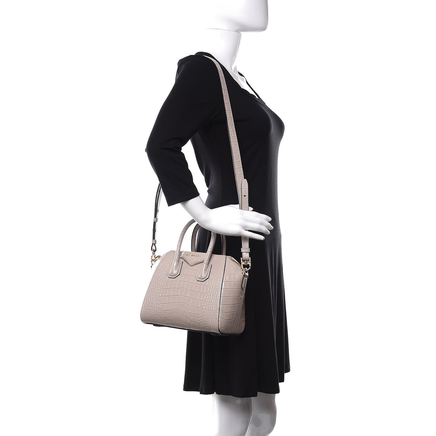 Calfskin Crocodile Embossed Mini Antigona Dune