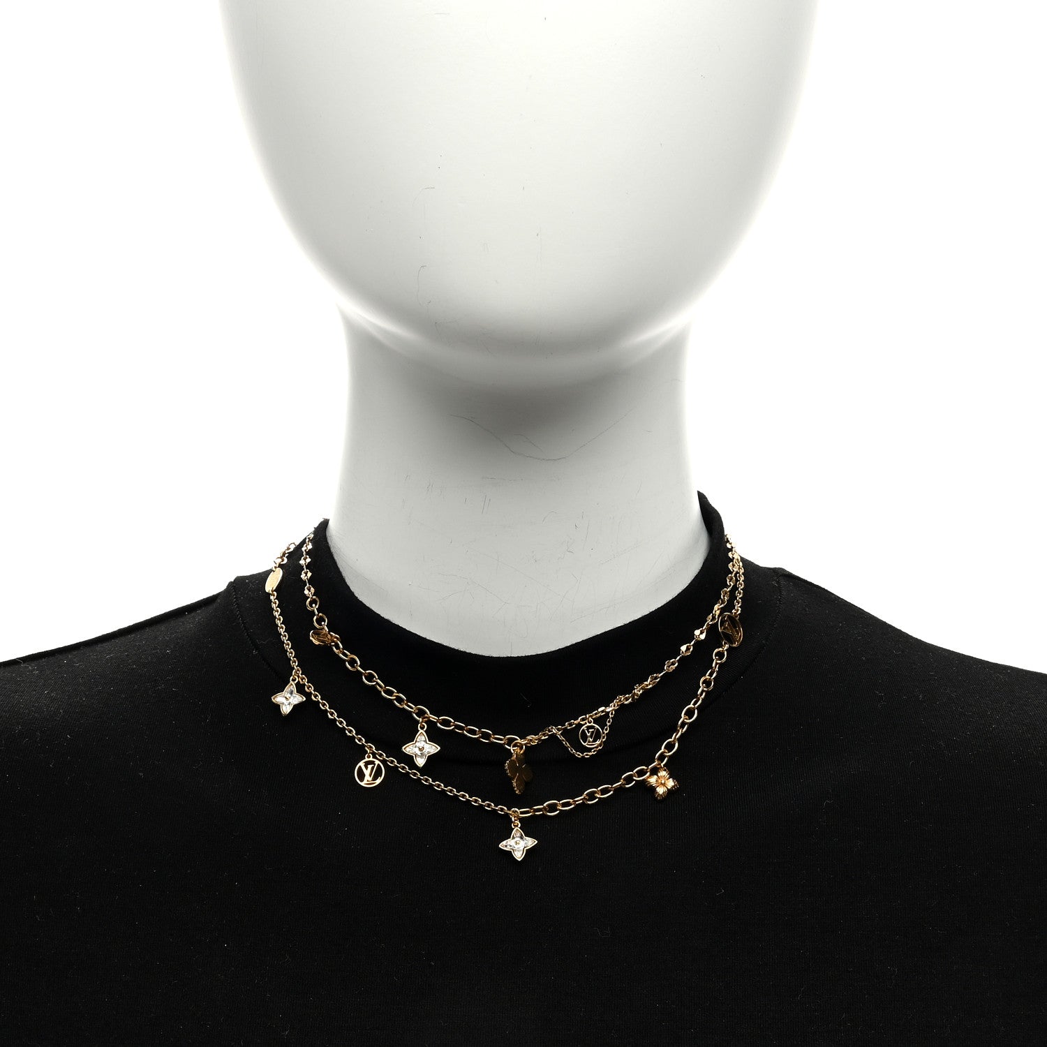 Louis Vuitton Metal Blooming Strass Necklace Gold 2 of 5