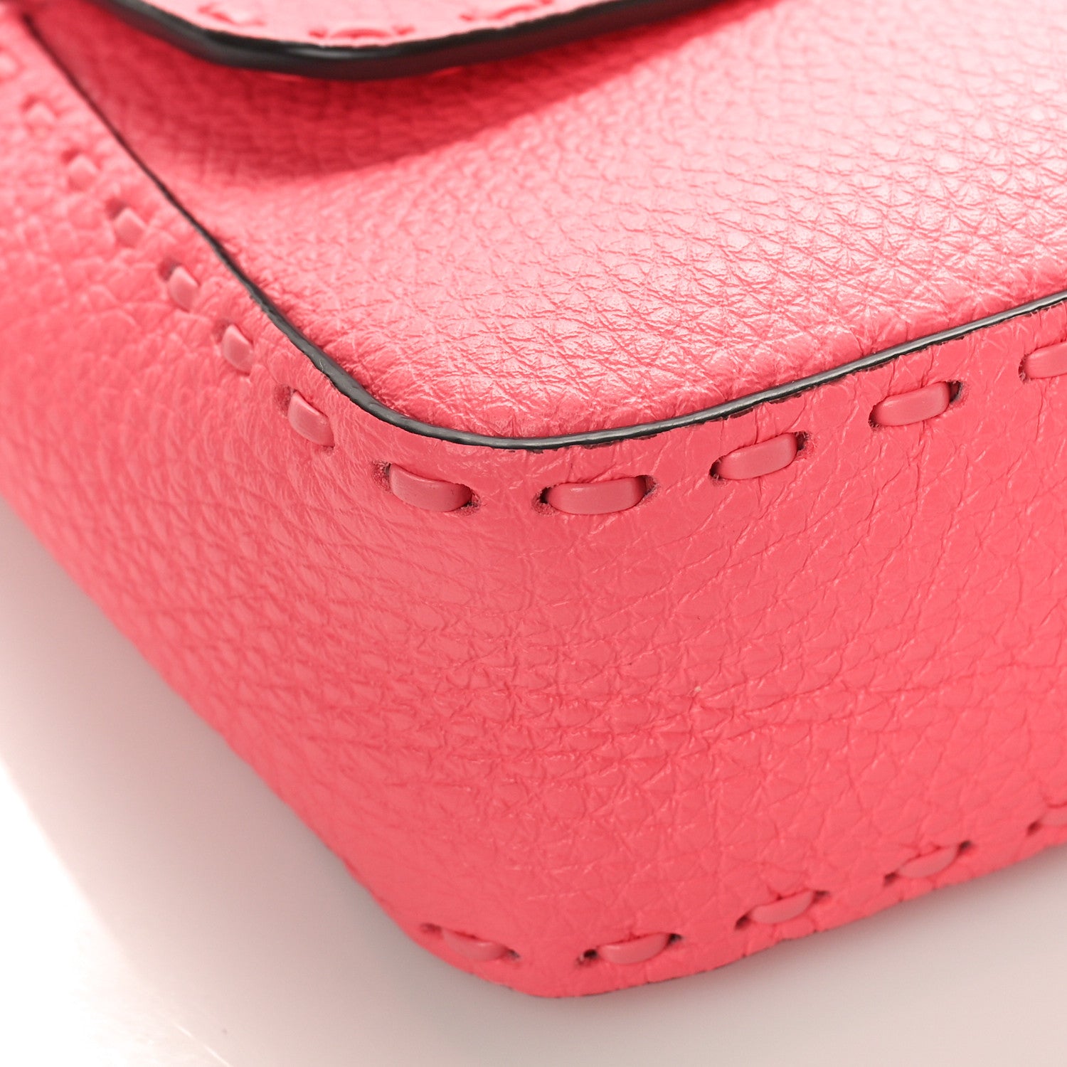 Fendi Cuoio Roma Sellerissima Nappa Sintetica Tape Stitch Baguette Pink Dalia 7 of 8